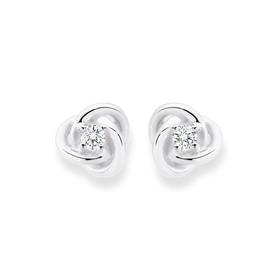 Silver-CZ-Plain-Knot-Stud-Earrings on sale