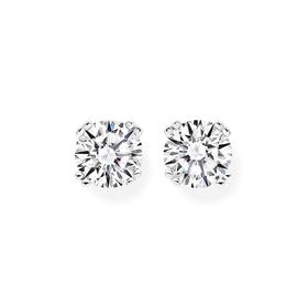 Silver+CZ+6mm+4+Claw+Round+Stud+Earrings