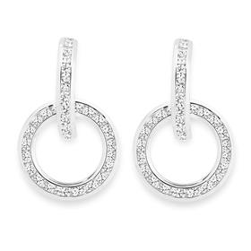 Silver-CZ-Channel-Set-Circle-On-12-Hoop-Earrings on sale