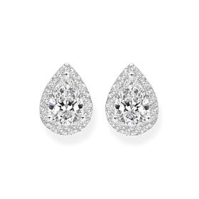 Silver+CZ+Pear+Cluster+Stud+Earrings