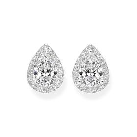 Silver-CZ-Pear-Cluster-Stud-Earrings on sale