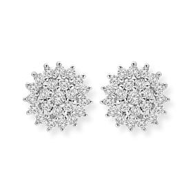 Silver-CZ-Flat-Flower-Cluster-Stud-Earrings on sale