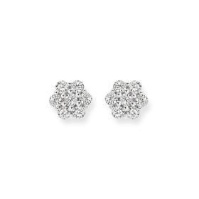 Silver+Cluster+CZ+Stud+Earrings