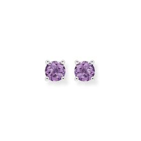 Silver+4mm+Amethyst+Stud+Earrings