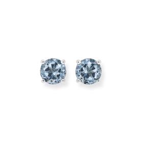 Silver+5mm+Blue+Topaz+Stud+Earrings