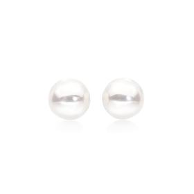 Silver+6x6.5mm+Grade+A+Cultured+Freshwater+Pearl+Stud+Earrings