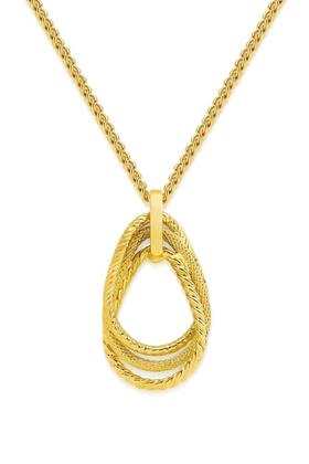 9ct+Gold+Twist+Oval+Pendant