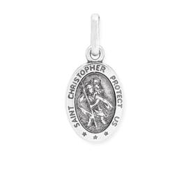 Silver+12mm+Oval+St.+Christopher+Medal