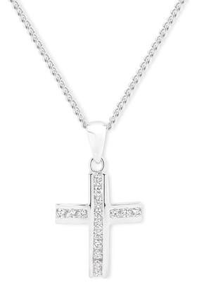 Silver+CZ+Channel+Set+Cross+Pendant