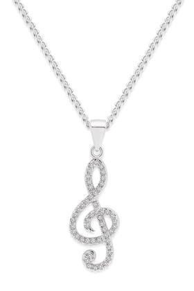 Silver+CZ+Treble+Clef+Pendant