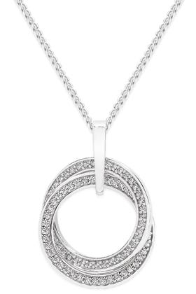 Silver-CZ-Two-Interlocking-Circle-Pendant on sale