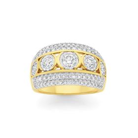 9ct+Gold+Diamond+Dress+Ring