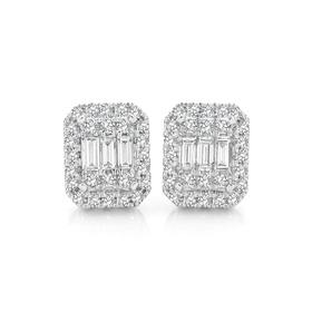 9ct-Gold-Diamond-Emerald-Look-Stud-Earrings on sale