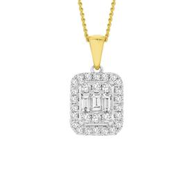 9ct+Gold+Diamond+Emerald+Look+Pendant