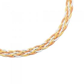 9ct-Tri-Tone-45cm-Plaited-Necklet on sale