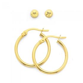 9ct-Gold-Stud-Earrings-Hoop-Earrings-Set on sale