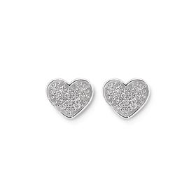 Sterling+Silver+Small+Pave+Cubic+Zirconia+Heart+Stud+Earrings