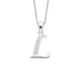 Sterling-Silver-Cubic-Zirconia-Initial-L-Pendant on sale