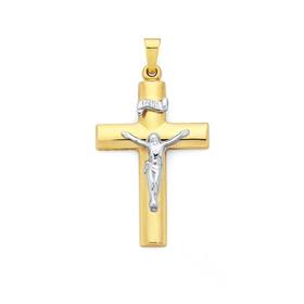 9ct-Two-Tone-27mm-Crucifix-Pendant on sale