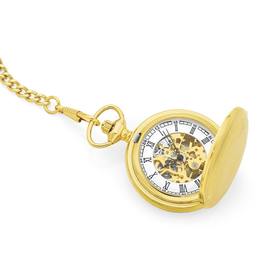 Elite+Gold+Tone+Pocket+Watch+with+Box