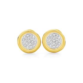 9ct-Gold-Cluster-Framed-Stud-Earrings on sale