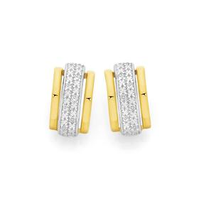 9ct+Gold+Diamond+Half+Round+Stud+Earrings