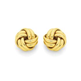 9ct+Gold+9mm+Double+Knot+Stud+Earrings