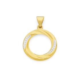 9ct+Two+Tone+Gold+Circle+Pendant