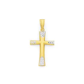 9ct+Two+Tone+Gold+Cross+Pendant