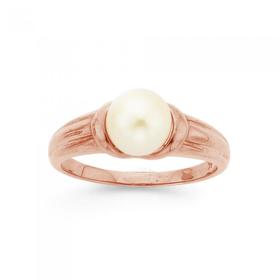 9ct-Rose-Gold-Pearl-Diamond-Ring on sale