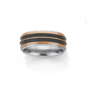 Steel-Rose-Plate-Double-Black-Line-Ring on sale