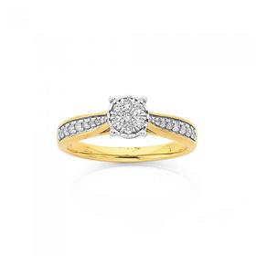 9ct-Gold-Diamond-Cluster-Ring on sale