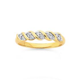 9ct+Gold+Diamond+Swirl+Anniversary+Band