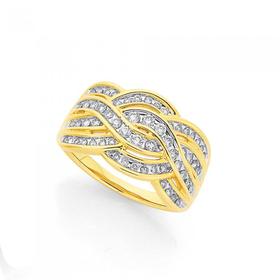 9ct-Gold-Diamond-Multi-Wave-Crossover-Dress-Ring on sale