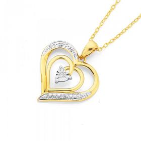 9ct-Gold-Diamond-Double-Heart-Pendant on sale