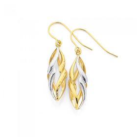 9ct-Two-Tone-Gold-Swirl-Hook-Drop-Earrings on sale