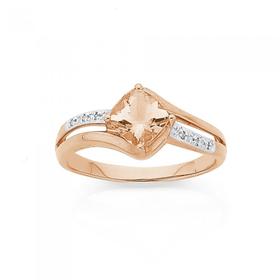 9ct-Rose-Gold-Morganite-with-Diamonds-Dress-Ring on sale