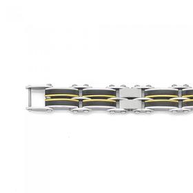 Stainless-Steel-Black-and-Gold-Bracelet on sale