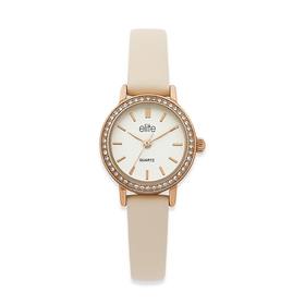 Elite-Ladies-Rose-Tone-Blush-Leather-Strap on sale