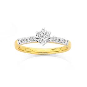 9ct-Gold-Diamond-Cluster-Shoulder-Set-Ring on sale