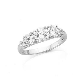 Sterling+Silver+Three+Cubic+Zirconia+Ring
