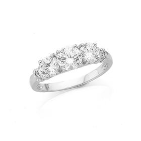 Silver-Three-Cubic-Zirconia-Ring on sale