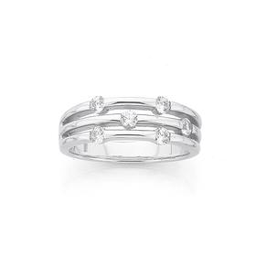 Silver-Three-Bar-with-Cubic-Zirconia-Ring on sale