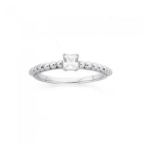 Silver-Cushion-Claw-Set-Cubic-Zirconia-Friendship-Ring on sale