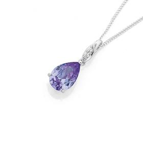 Silver-Pear-Lavender-Cubic-Zirconia-Pendant on sale