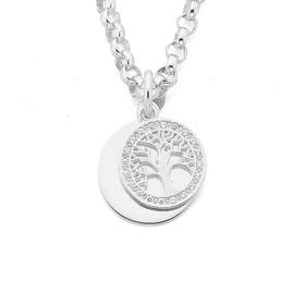 Silver-Cubic-Zirconia-Tree-of-Life-Disc-On-Belcher-Bracelet on sale