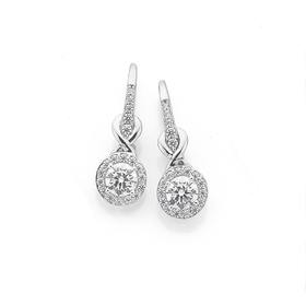 Silver-Cluster-Cubic-Zirconia-Hook-Earrings on sale