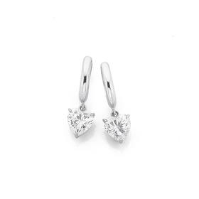 Silver-Cubic-Zirconia-Heart-Drop-Earrings on sale