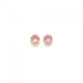 9ct-Gold-Pink-CZ-Bezel-Stud-Earrings on sale