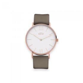 Elite+Ladies+Rose+Tone%2C+Grey+Leather+Strap